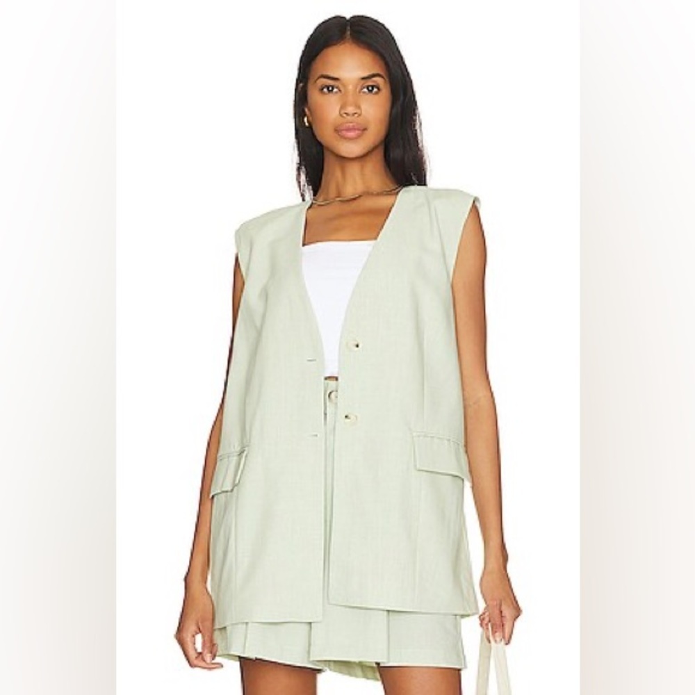 WEWOREWHAT Relaxed Vest in Fog Green NWT Large